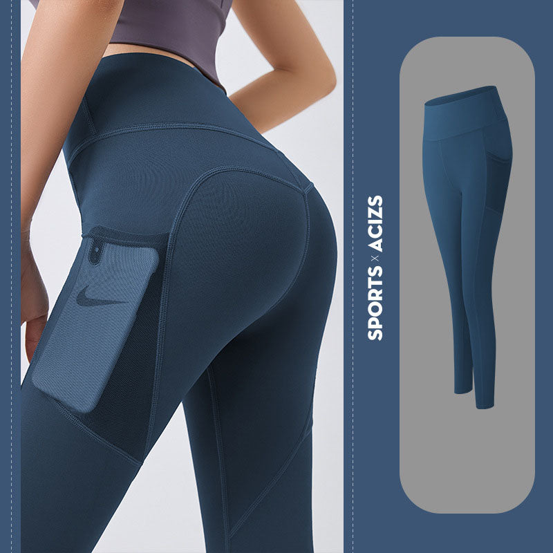 Pantaloni da yoga da donna con tasche, leggings sportivi