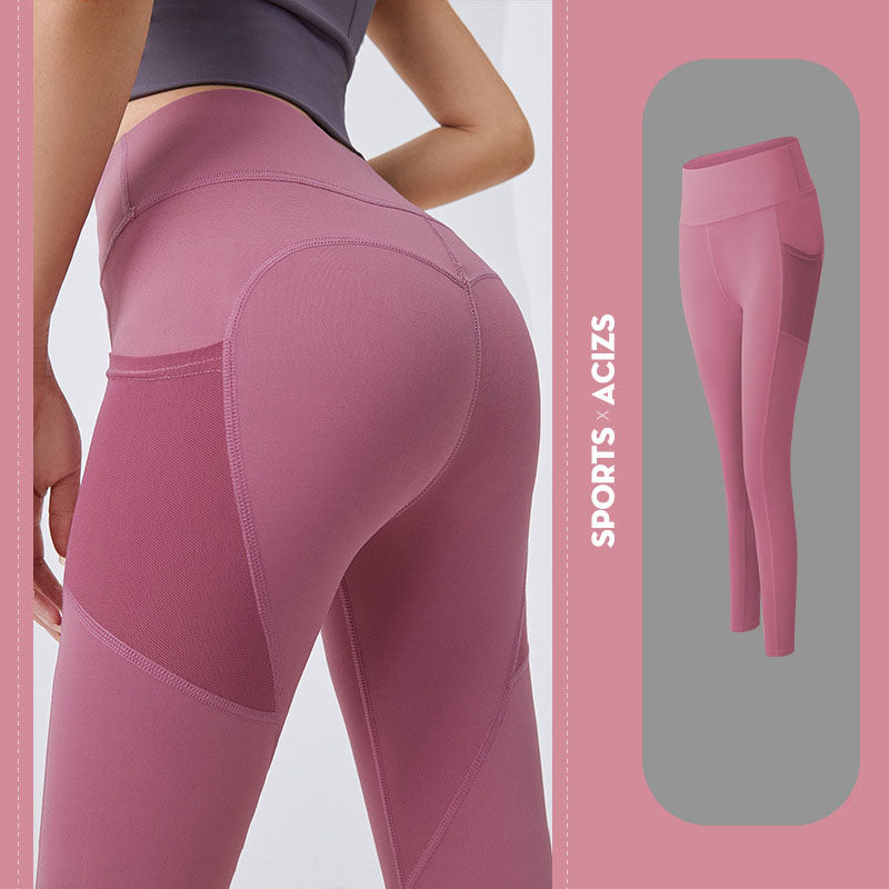 Pantaloni da yoga da donna con tasche, leggings sportivi